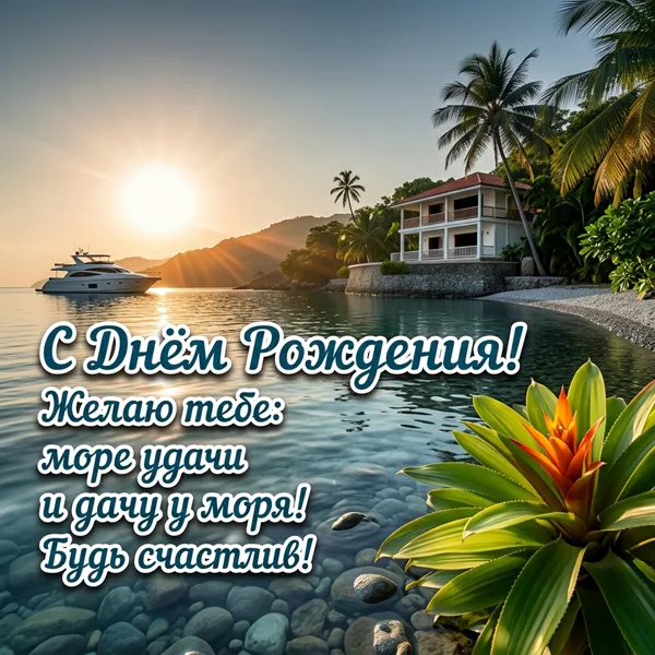 Postcard картинка море удачи, с твоим днем