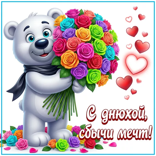 Postcard открытка с днюхой, сбычи мечт