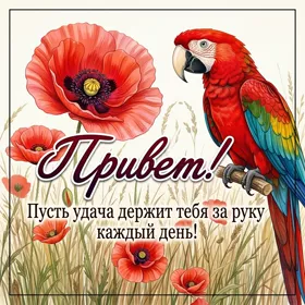 Postcard открытка привет, пусть удачадержит тебя за руку