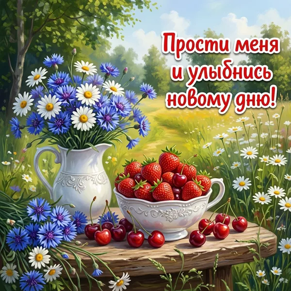 Postcard картинка прости меня и улыбнись новому дню