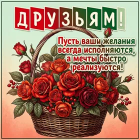 Postcard открытка друзья, пусть ваши желания исполняются