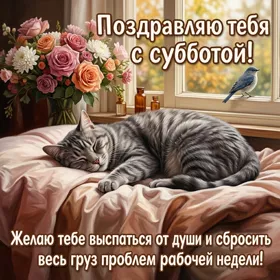 Postcard картинка желаю выспаться от души в эту субботу