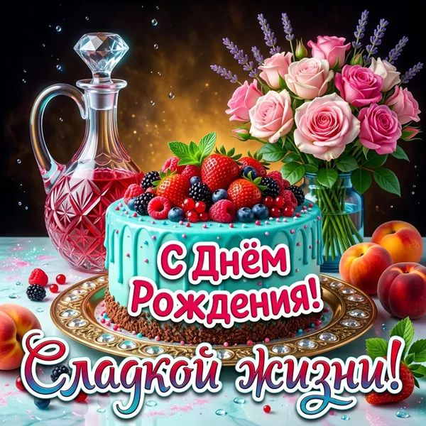 Postcard открытка сладкой жизни в твой день рождения