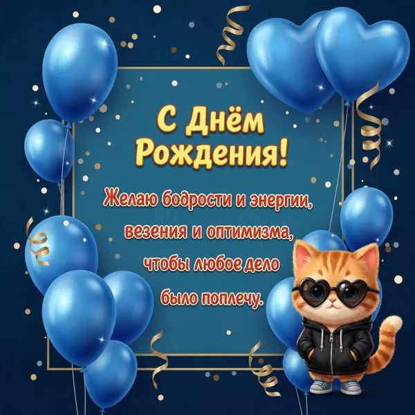 Postcard открытка больше бодрости и оптимизма в твой праздник
