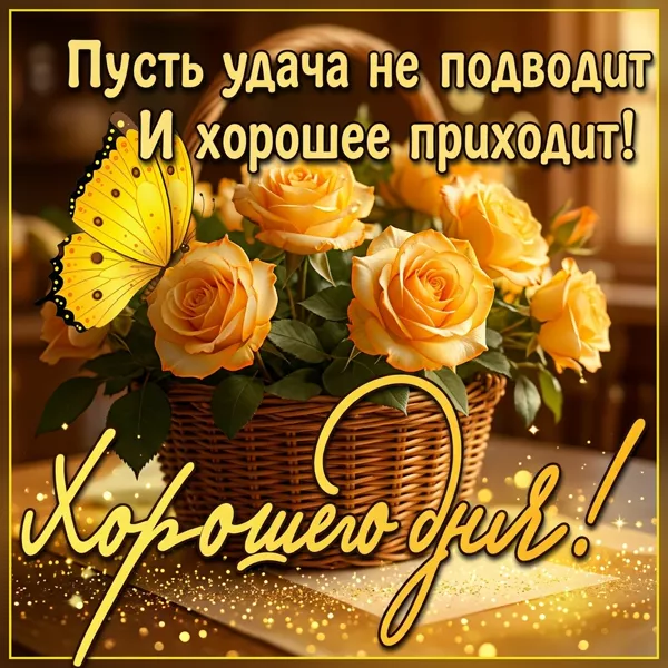 Postcard картинка хорошего дня, пусть удача не подводит