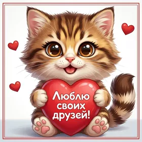 Postcard картинка люблю своих друзей