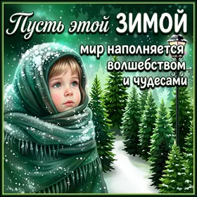 Открытка картинка с зимой с пожеланиями