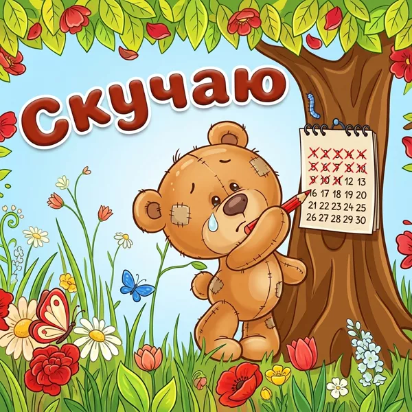Картинка картинка скучаю с мишкой