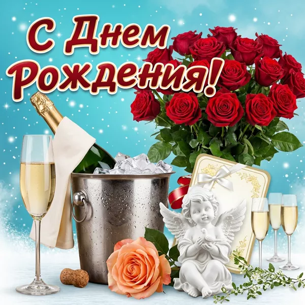 Открытка картинка с днем рождения женщине с розами