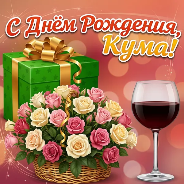 Открытка картинка с днем рождения куме цветы