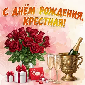 Картинка картинка с днем рождения крестной с шампанским