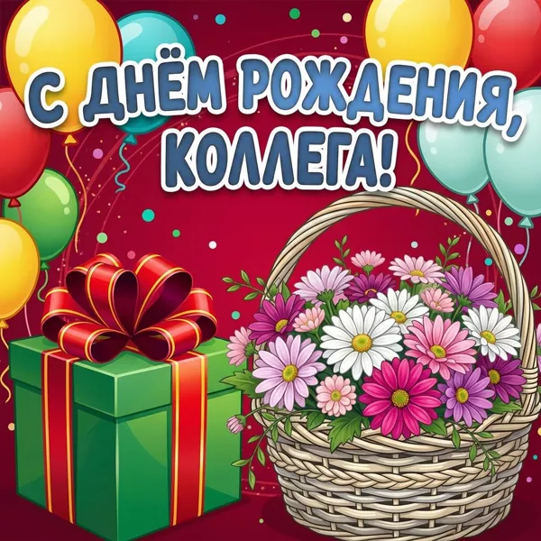 Картинка картинка с днем рождения коллеге женщине с цветами