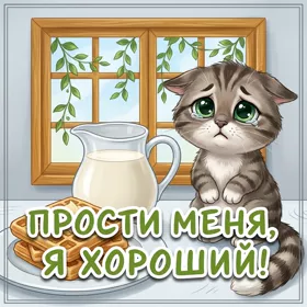Открытка картинка прости с котиком
