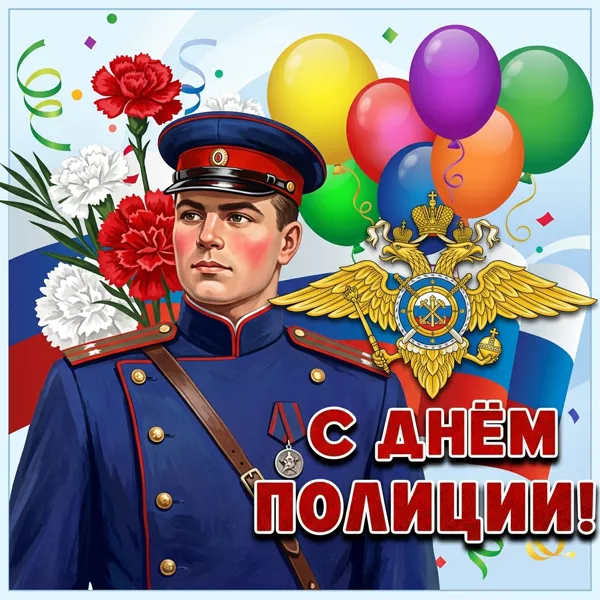 Открытка красивая картинка с днем полиции