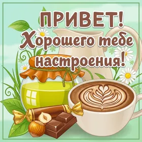 Открытка картинка привет и хорошего настроения