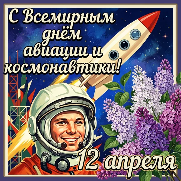 Открытка прекрасная картинка всемирный день авиации и космонавтики
