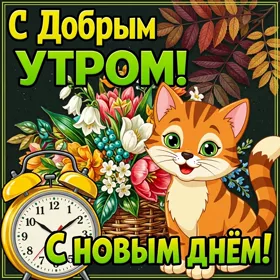 Открытка картинка доброе утро с кошкой
