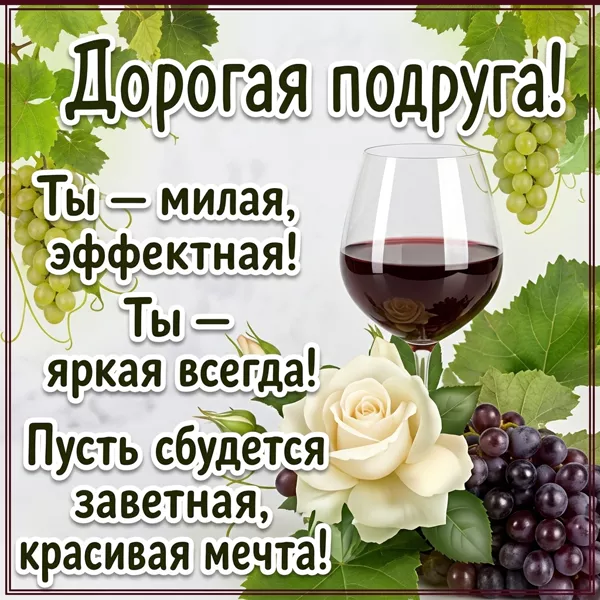 Открытка картинка дорогая подруга с пожеланиями