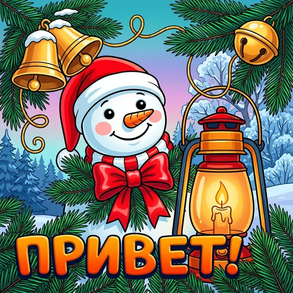 Открытка картинка зимний приветик